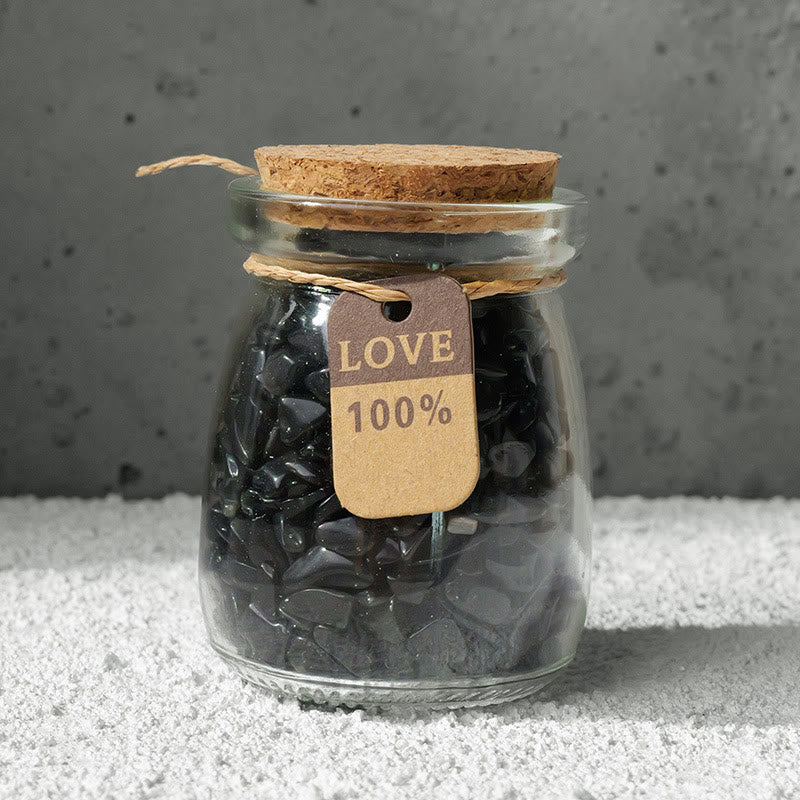 Olivenorma Natural Gemstone Gravel Crystal Wishing Bottle - Obsidian - image 16