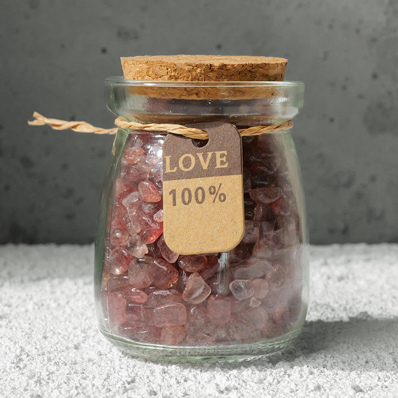 Olivenorma Natural Gemstone Gravel Crystal Wishing Bottle - Strawberry Quartz - image 20