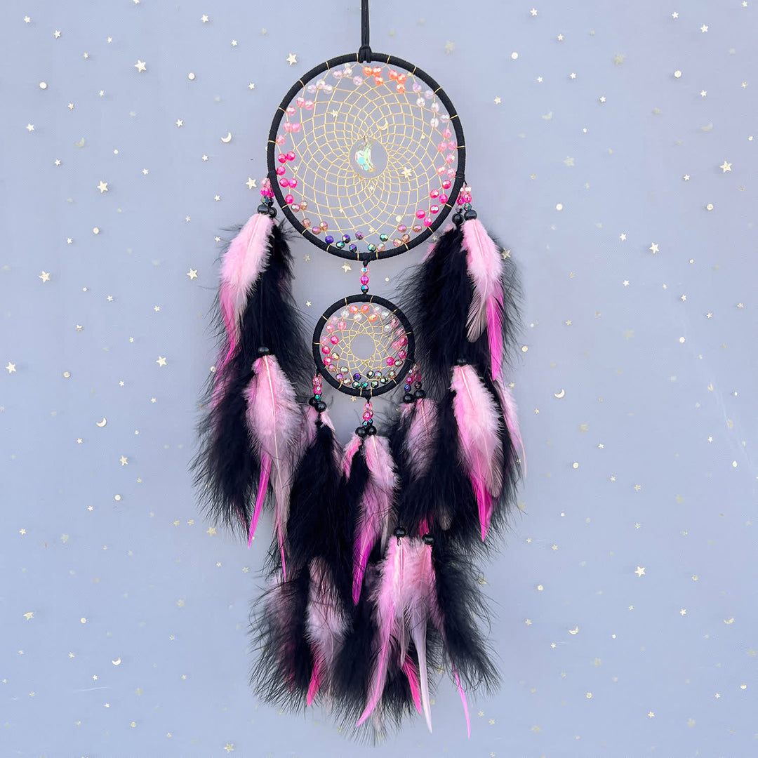 Olivenorma Color Beads Double Ring Dream Catcher - Pink - image 4