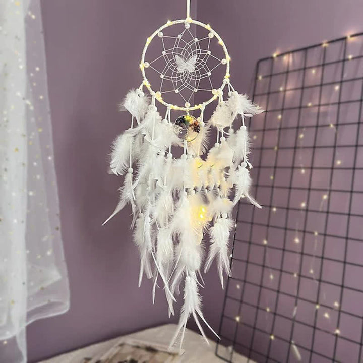 Olivenorma Chakra Tree of Life Butterfly Pendant Dream Catcher - White - With Lights - image 3