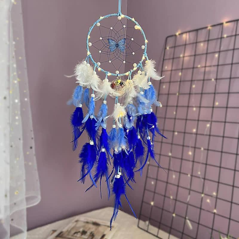 Olivenorma Chakra Tree of Life Butterfly Pendant Dream Catcher - Blue - With Lights - image 7