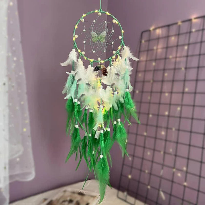Olivenorma Chakra Tree of Life Butterfly Pendant Dream Catcher - Green - With Lights - image 5