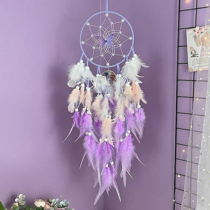 Olivenorma Chakra Tree of Life Butterfly Pendant Dream Catcher - Purple - Without Lights - image 0