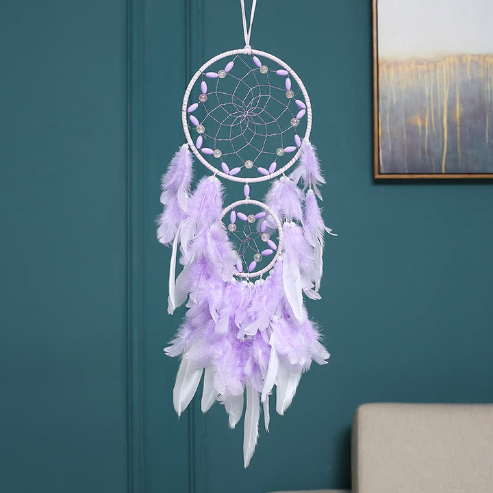 Olivenorma Purple Plastic Beads Purple Feather Dream Catcher - Without Lights - image 0