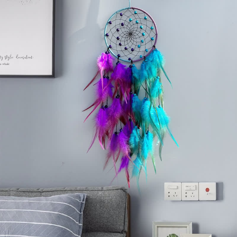 Olivenorma Handmade Dual Color With Feathers Dream Catcher - image 2
