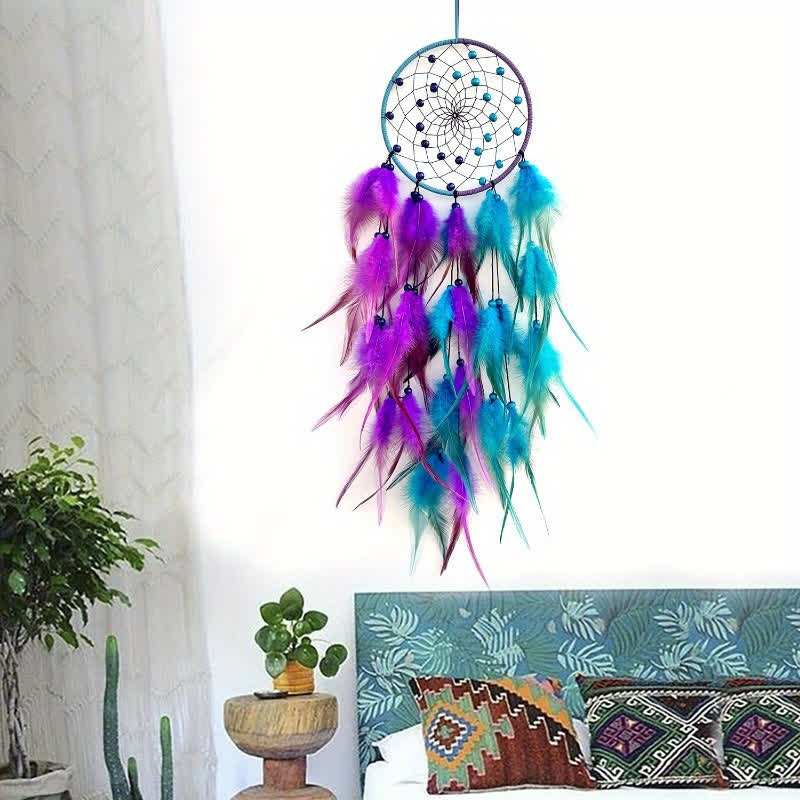 Olivenorma Handmade Dual Color With Feathers Dream Catcher - image 3