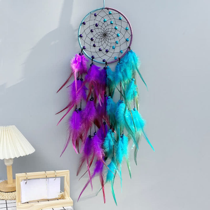 Olivenorma Handmade Dual Color With Feathers Dream Catcher - Blue & Purple - image 0