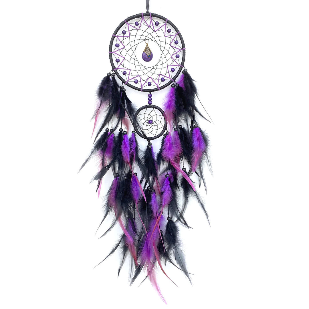 Olivenorma Double Ring Natural Stone Pendant Dream Catcher - image 1