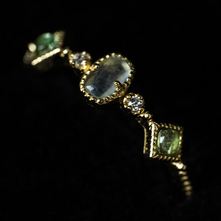 Olivenorma Sterling Silver Vintage Natural Stone Aquamarine Ring - image 3