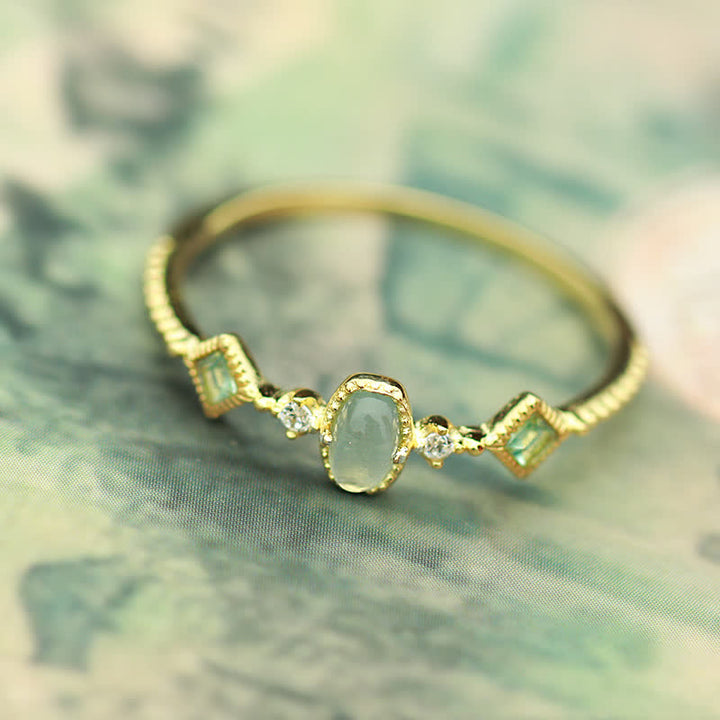Olivenorma Sterling Silver Vintage Natural Stone Aquamarine Ring - US 15 - image 0