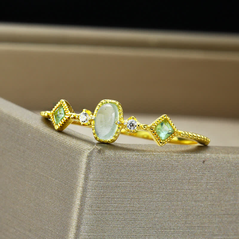 Olivenorma Sterling Silver Vintage Natural Stone Aquamarine Ring - image 2