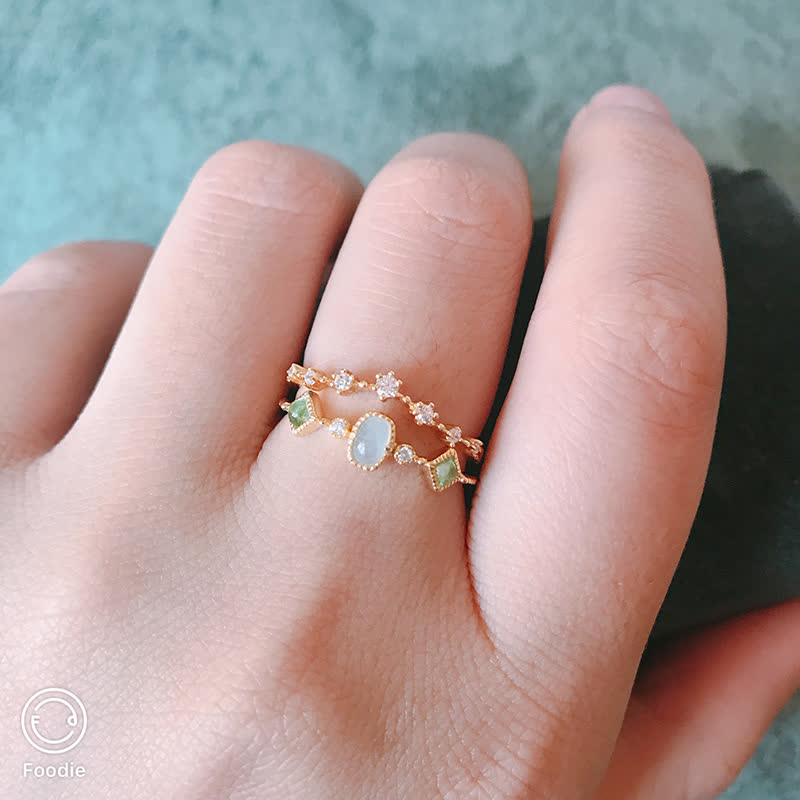 Olivenorma Sterling Silver Vintage Natural Stone Aquamarine Ring - image 1