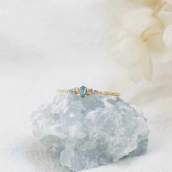 Olivenorma Natural Blue Topaz Horse Eye Shaped Ring - US 8 - image 0