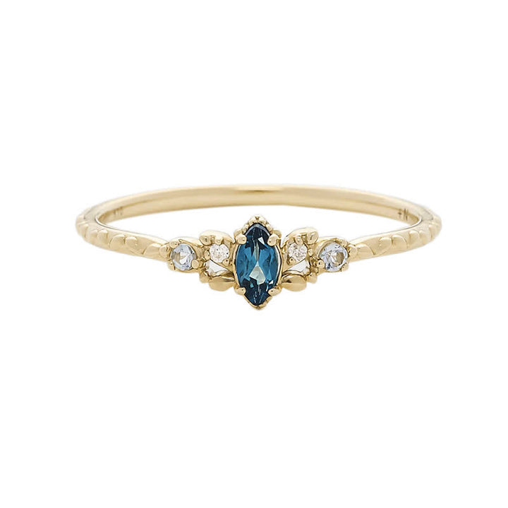 Olivenorma Natural Blue Topaz Horse Eye Shaped Ring - image 8