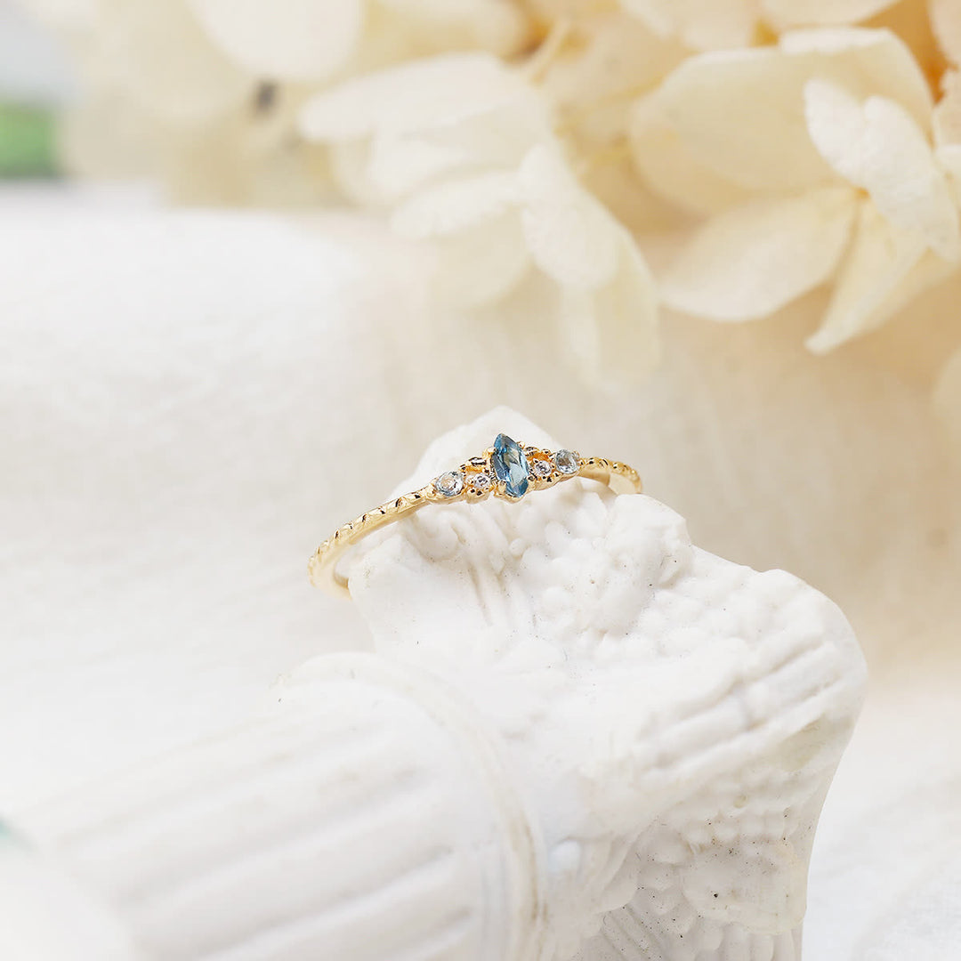 Olivenorma Natural Blue Topaz Horse Eye Shaped Ring - image 9