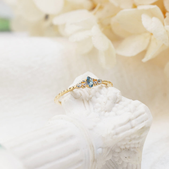 Olivenorma Natural Blue Topaz Horse Eye Shaped Ring - image 9