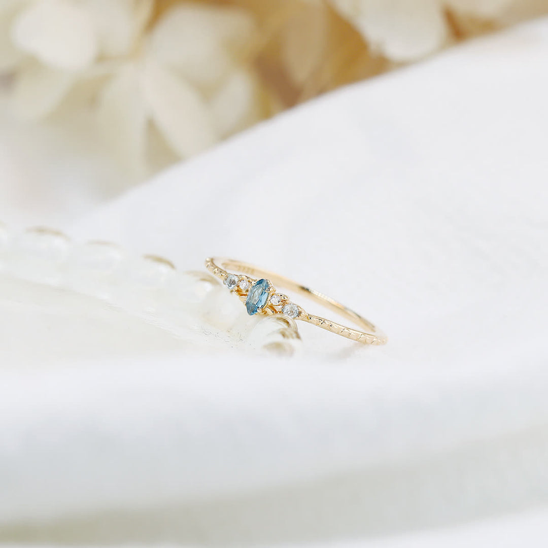 Olivenorma Natural Blue Topaz Horse Eye Shaped Ring - image 5