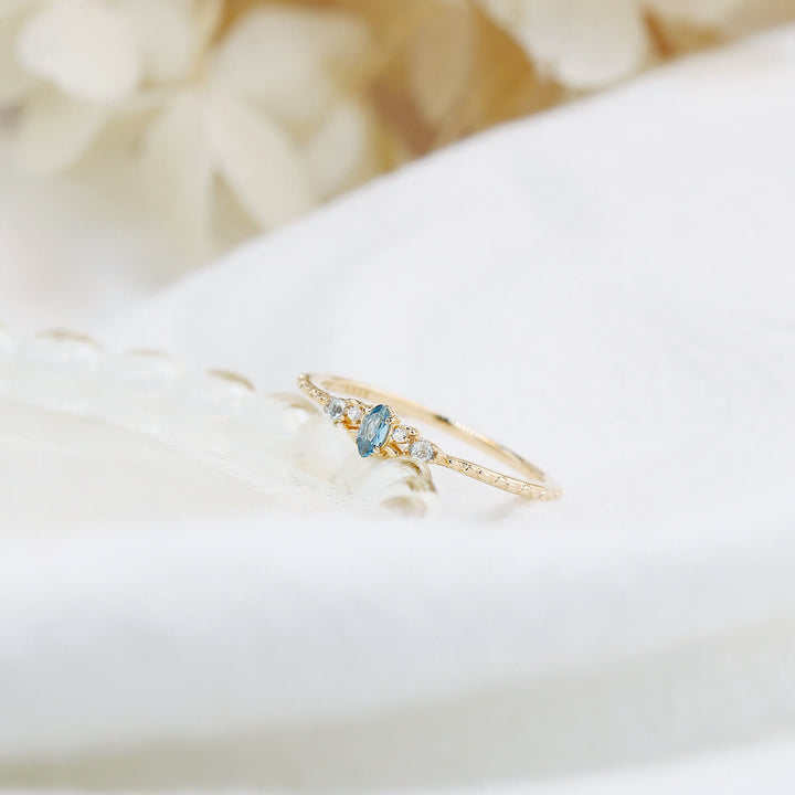 Olivenorma Natural Blue Topaz Horse Eye Shaped Ring - image 5