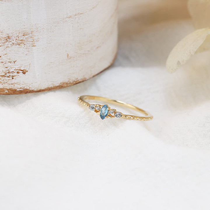 Olivenorma Natural Blue Topaz Horse Eye Shaped Ring - image 2