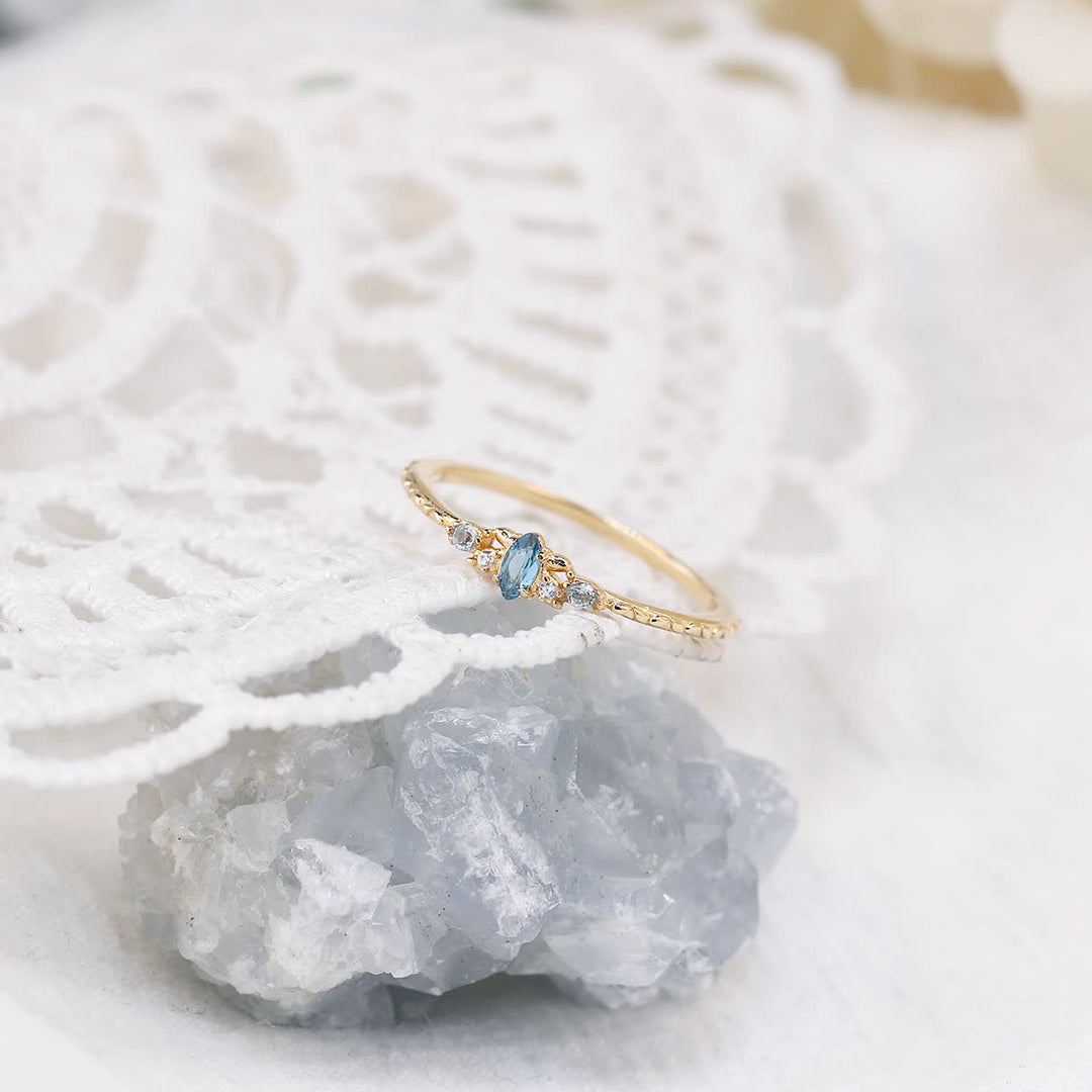 Olivenorma Natural Blue Topaz Horse Eye Shaped Ring - image 4