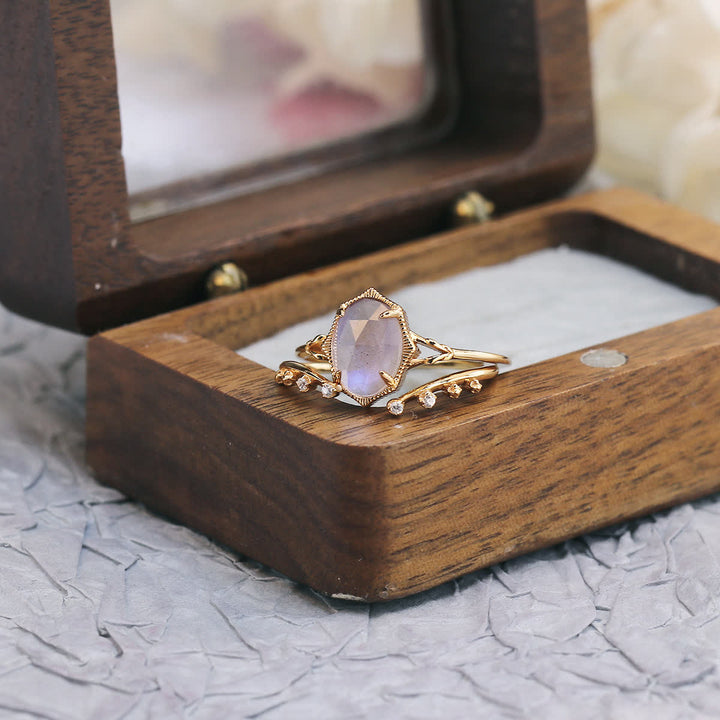 Olivenorma 2pcs Natural Moonstone Ring Set - image 5