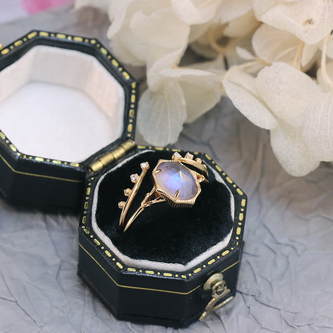 Olivenorma 2pcs Natural Moonstone Ring Set - image 3