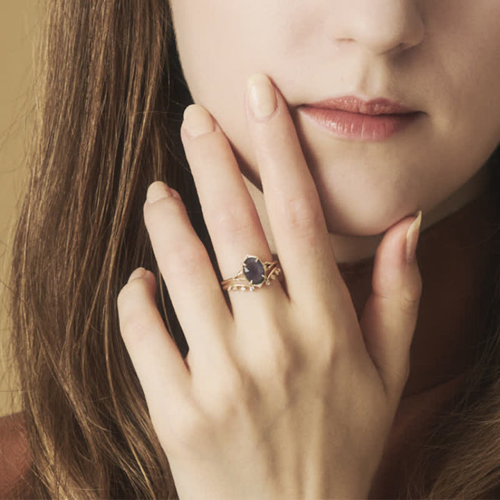 Olivenorma 2pcs Natural Moonstone Ring Set - image 1