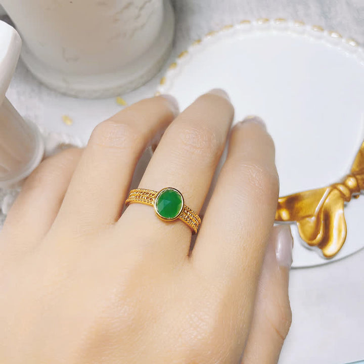 Olivenorma Retro Natural Green Agate Ring - image 1