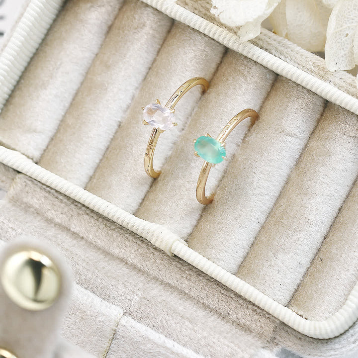 Olivenorma Simple Inlay Rose Quartz Green Fluorite Ring - Green Fluorite - US 8 - image 0