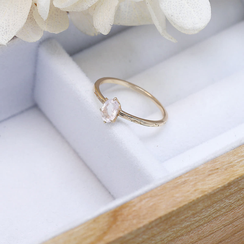 Olivenorma Simple Inlay Rose Quartz Green Fluorite Ring - Rose Quartz - US 8 - image 1