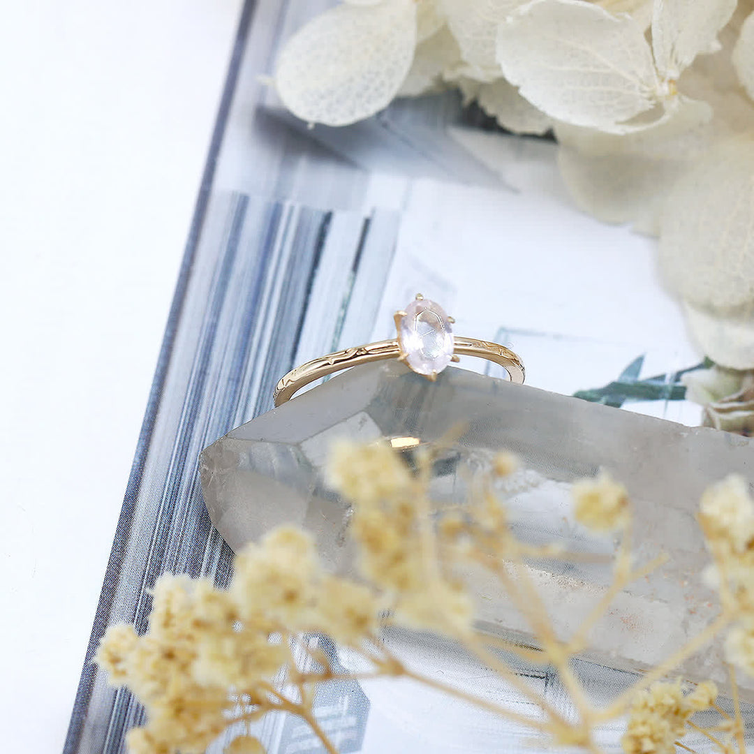 Olivenorma Simple Inlay Rose Quartz Green Fluorite Ring - image 8