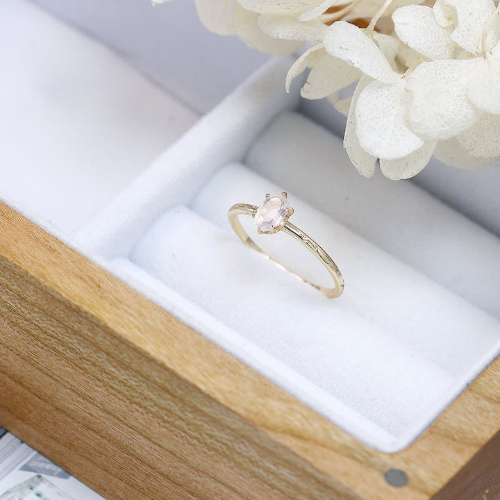 Olivenorma Simple Inlay Rose Quartz Green Fluorite Ring - image 3