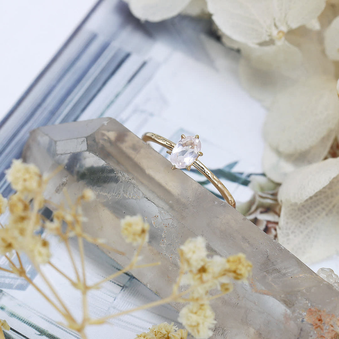 Olivenorma Simple Inlay Rose Quartz Green Fluorite Ring - image 6