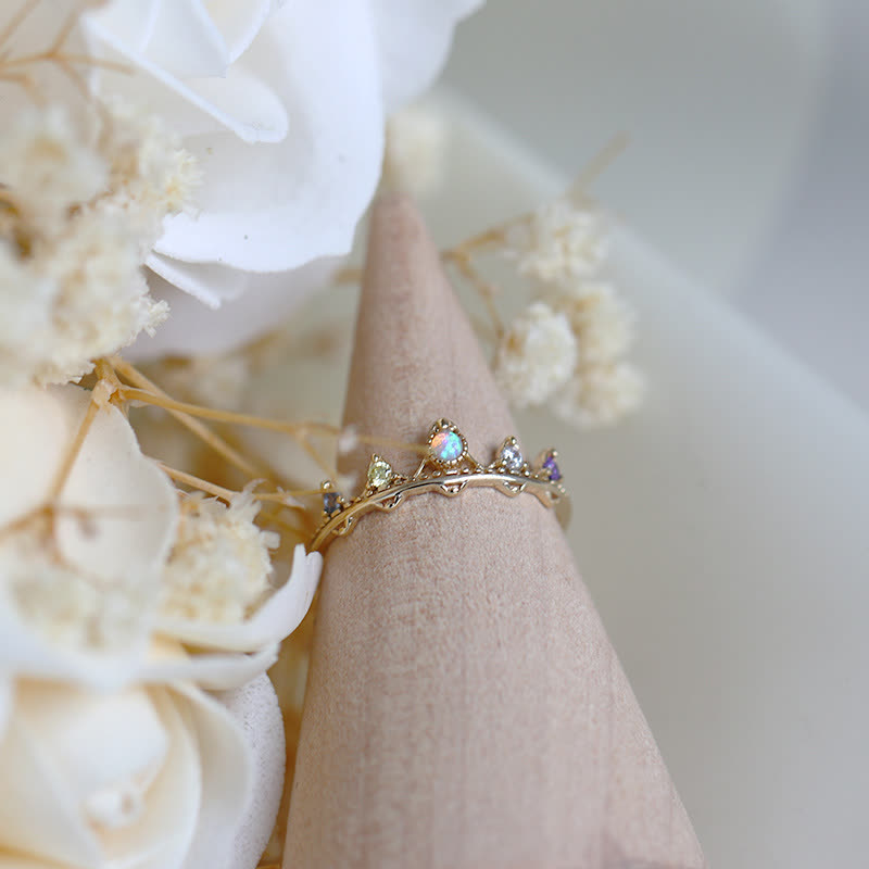 Olivenorma Opal White Zircon Crown Molding Ring - image 3
