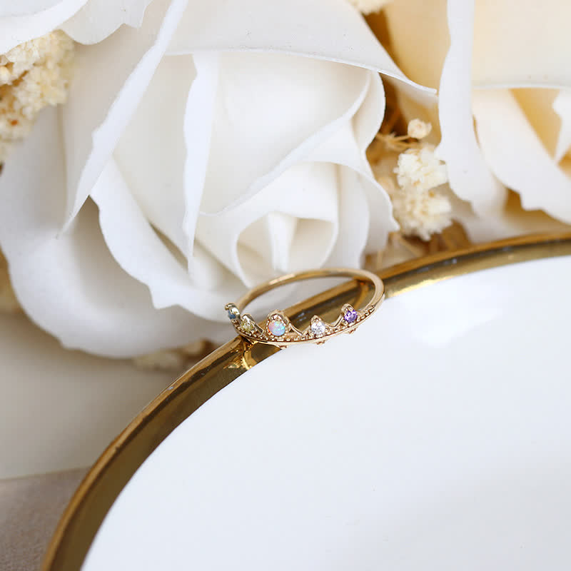 Olivenorma Opal White Zircon Crown Molding Ring - image 1