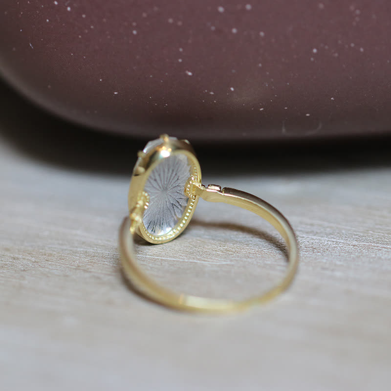 Olivenorma Natural Clear Crystal Engraved Ring - image 3