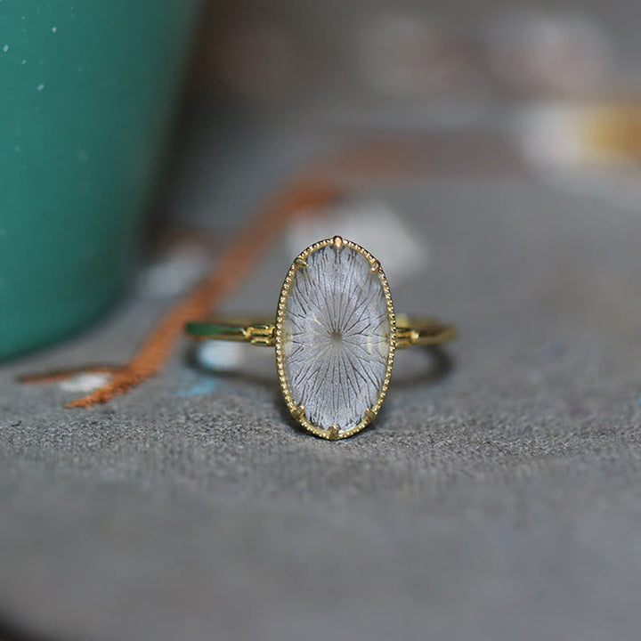 Olivenorma Natural Clear Crystal Engraved Ring - image 1