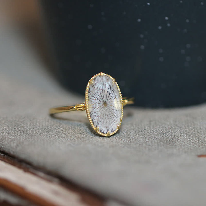 Olivenorma Natural Clear Crystal Engraved Ring - US 8 - image 0