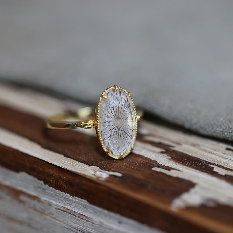 Olivenorma Natural Clear Crystal Engraved Ring - image 2