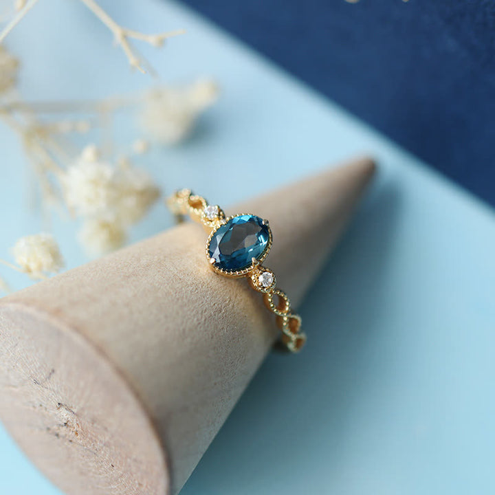 Olivenorma Vintage Oval Blue Topaz Ring - US 15 - image 0