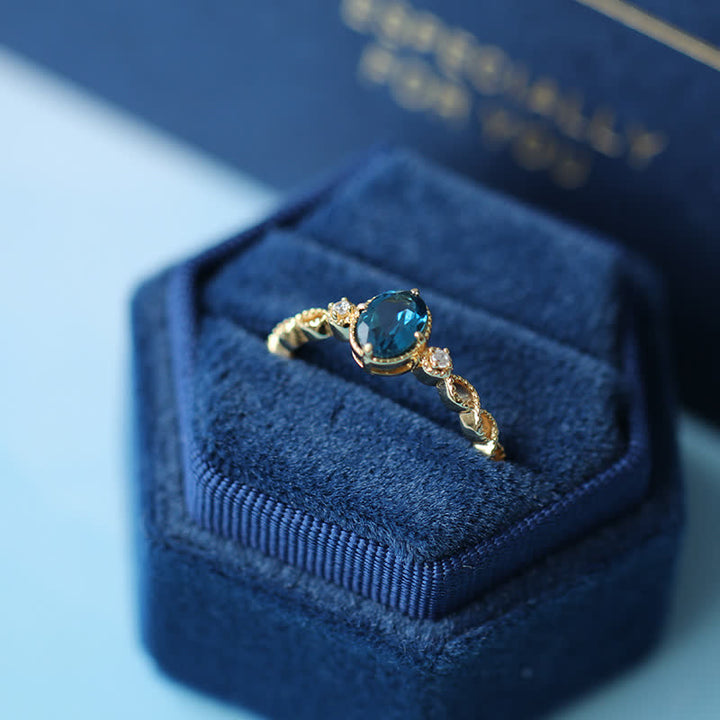 Olivenorma Vintage Oval Blue Topaz Ring - image 7