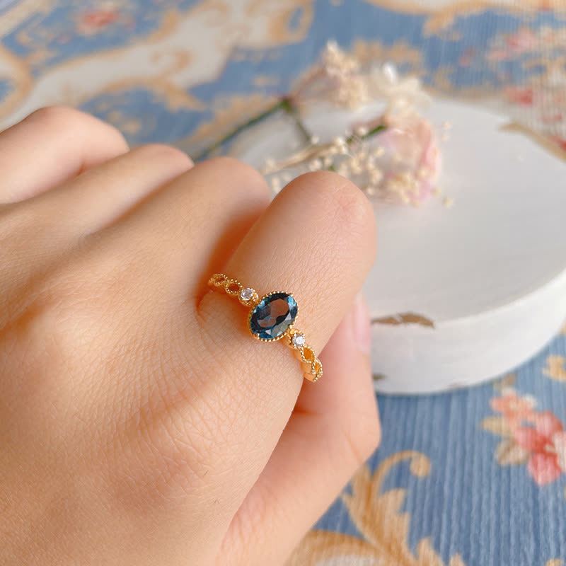 Olivenorma Vintage Oval Blue Topaz Ring - image 1