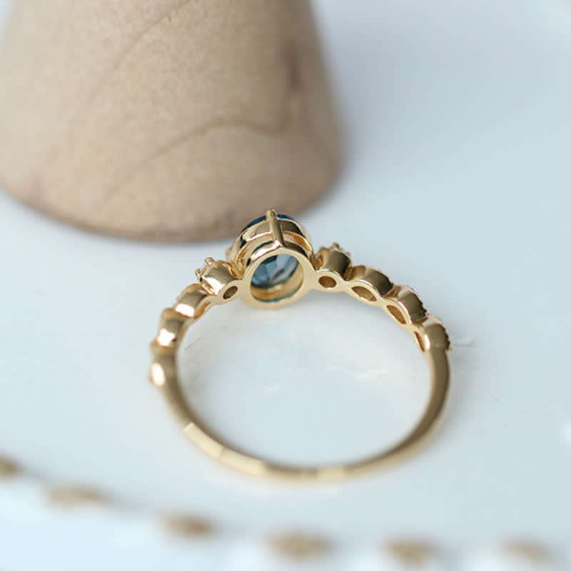 Olivenorma Vintage Oval Blue Topaz Ring - image 8