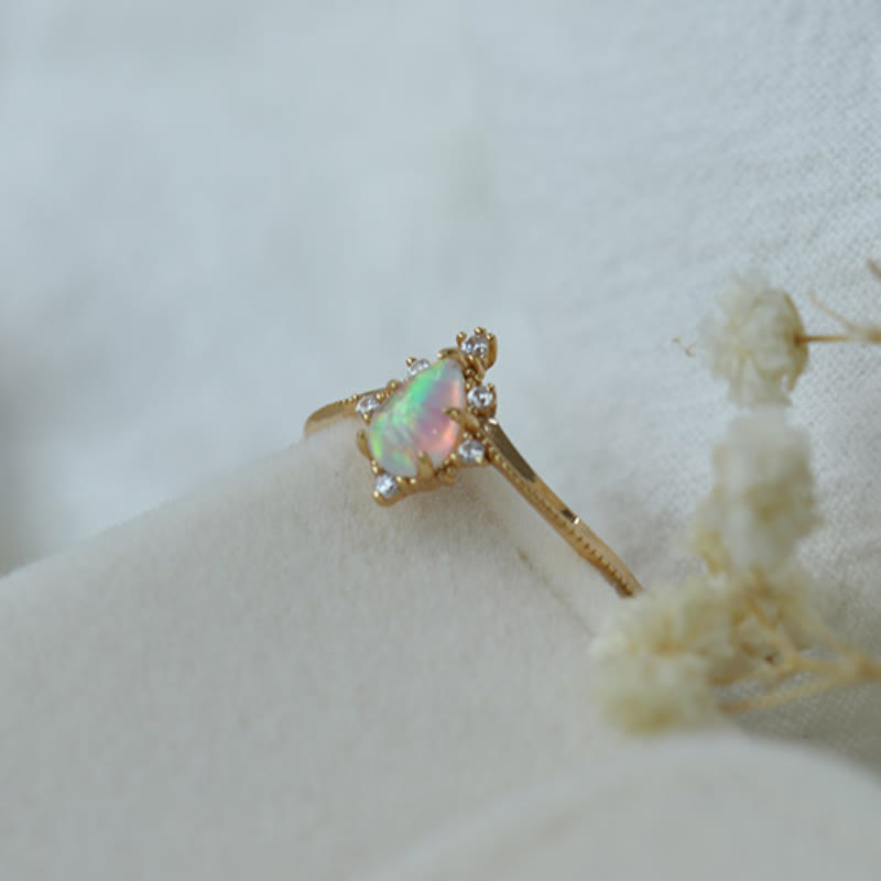 Olivenorma 2pcs Opal White Zircon Crown Ring Set - image 8