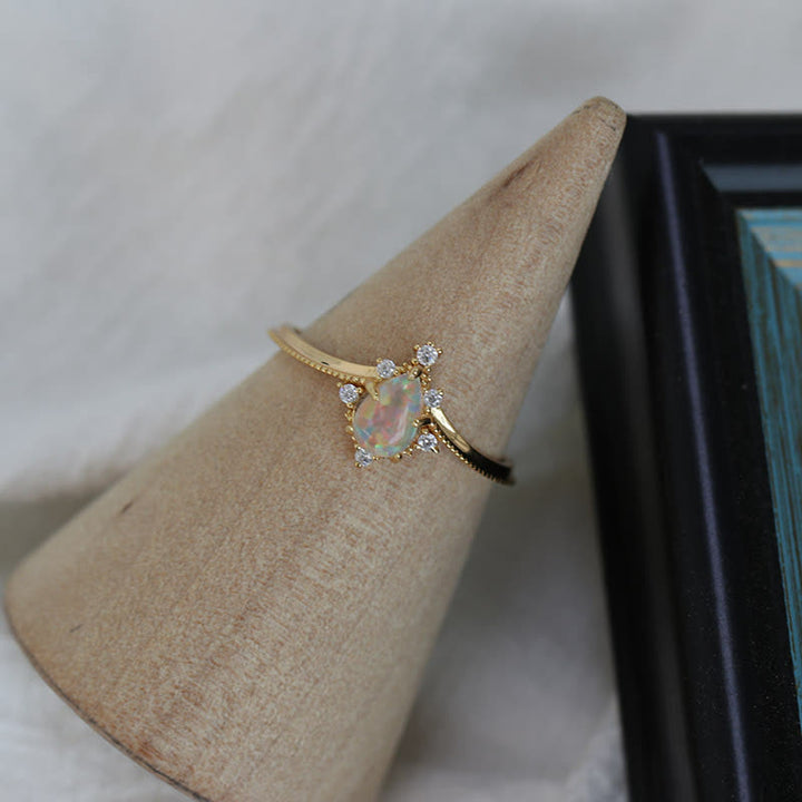 Olivenorma 2pcs Opal White Zircon Crown Ring Set - image 7