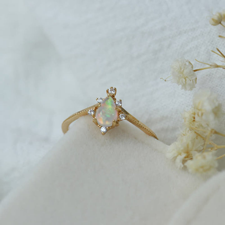 Olivenorma 2pcs Opal White Zircon Crown Ring Set - image 6