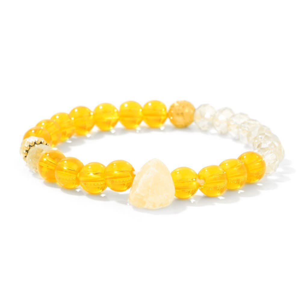 Olivenorma Natural Stone Irregular Raw Stone Bead Bracelet - Citrine & Clear Crystal - image 4