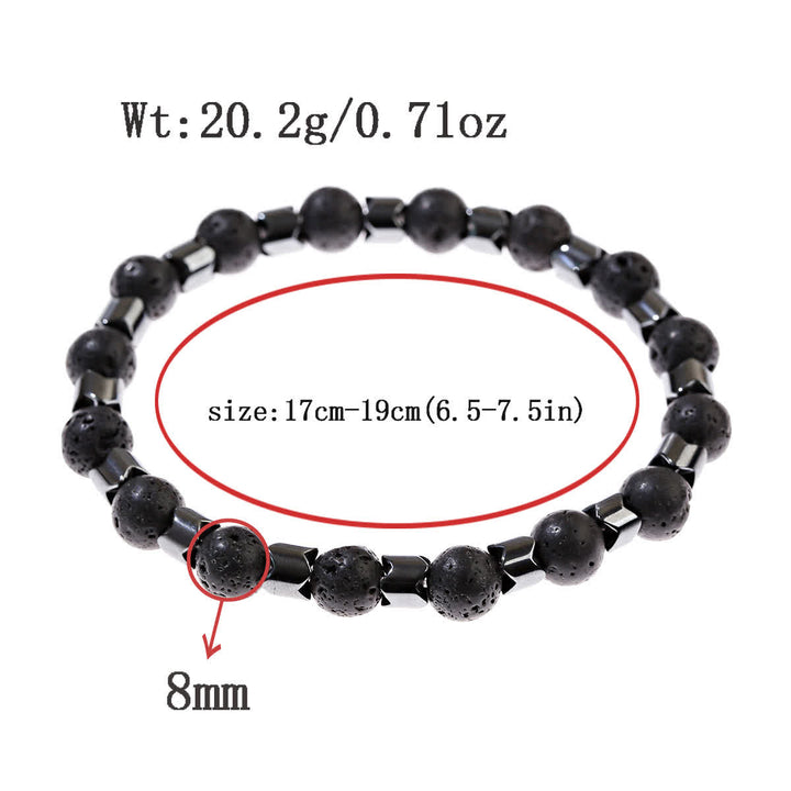 Olivenorma Geometric Hematite Beads Bracelet - Hematite & Lava Stone - image 2