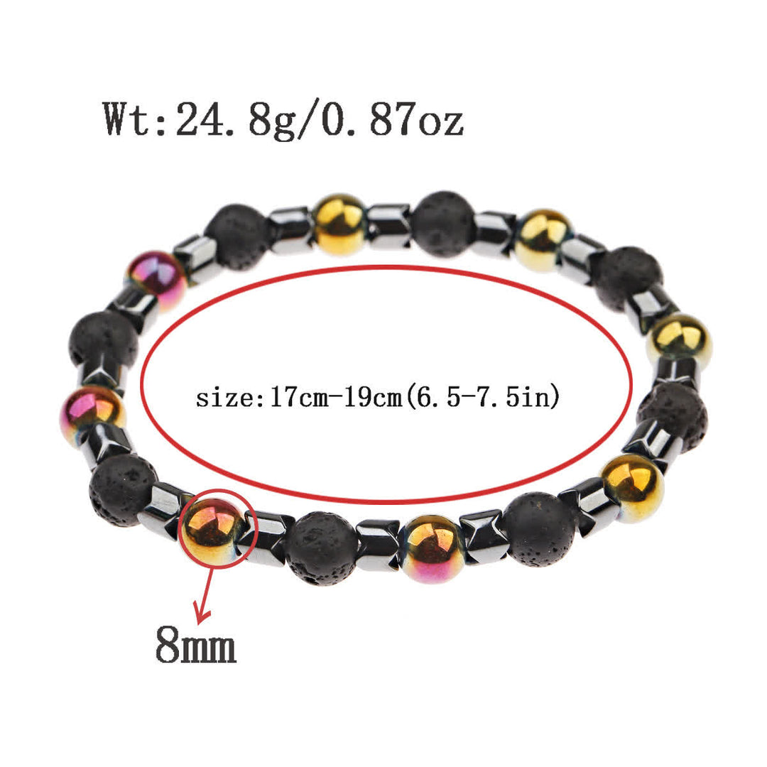 Olivenorma Geometric Hematite Beads Bracelet - Colored Hematite & Lava Stone - image 15