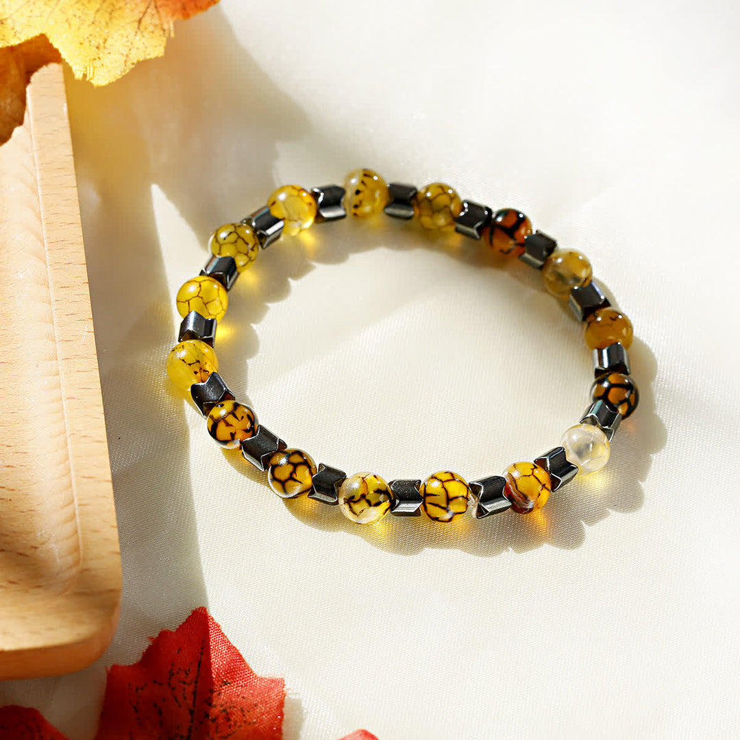 Olivenorma Geometric Hematite Beads Bracelet - Hematite & Yellow Agate - image 5